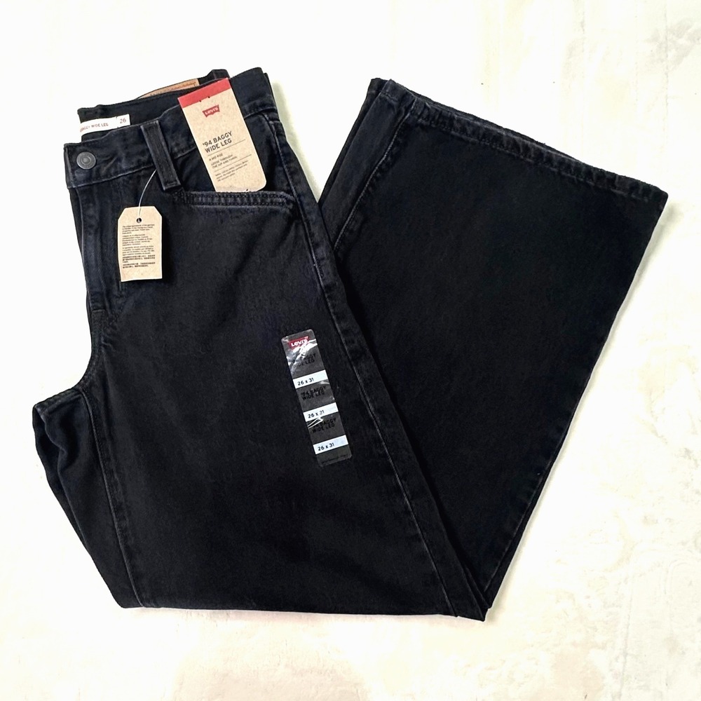 Levi's '94 Baggy Wide Leg Jeans 26 x 31 • NWT • Black Denim • Mid Rise
